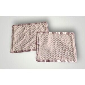 Lullaby Club Pink Mink Lovey  Security Baby Blanket Satin Trim Set of 2 Read